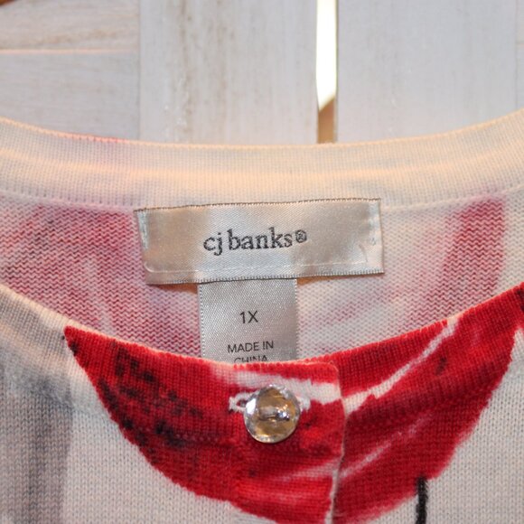CJ Banks button up cardigan Girls decorating for Christmas 1X - Picture 6 of 9